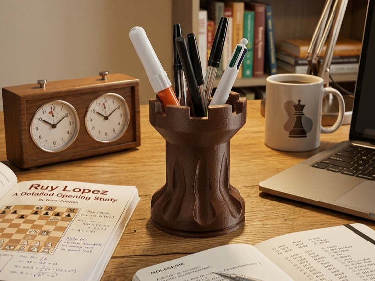 Chess tower pen holder