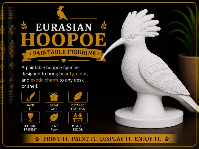 Paintable Eurasian Hoopoe Figurine- Elegant Bird