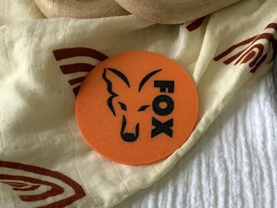 fox fishing logo tea coaster