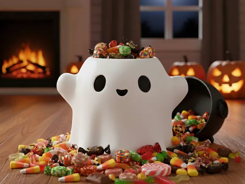 Halloween Cute Ghost Trick or Treat Candy Bowl