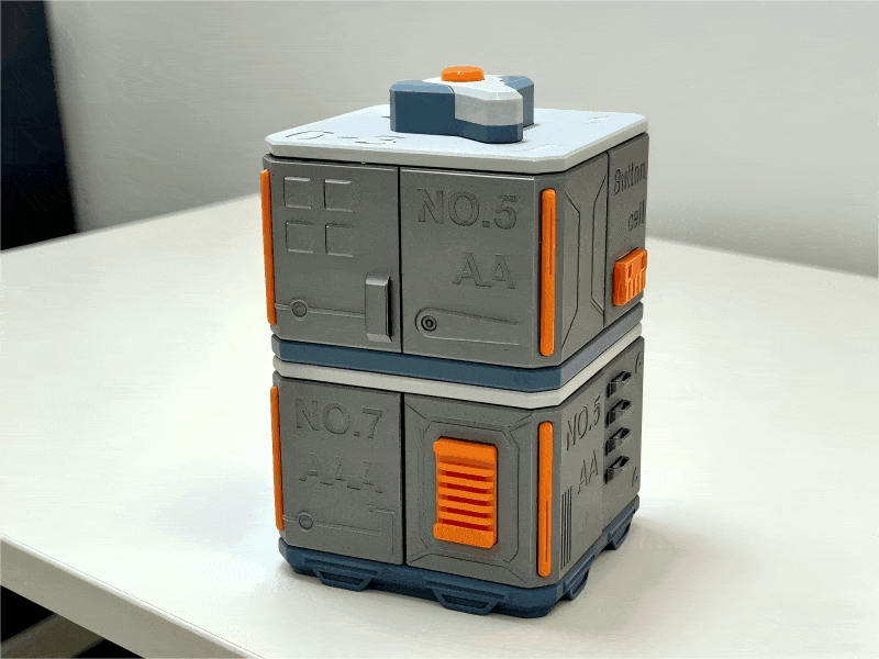 Miniatura 1 do modelo 3D 机甲风电池收纳盒-分层式旋转开仓（可选空格子收纳其他物品）