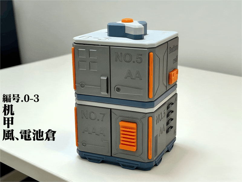 机甲风电池收纳盒-分层式旋转开仓（可选空格子收纳其他物品）