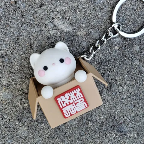 Cat in a Box - Clicker Fidget Keychain view 2