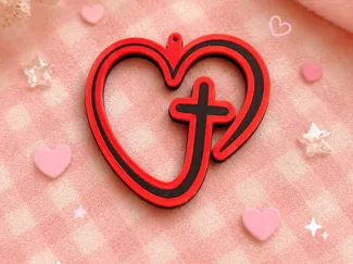 Heart Cross Keychain
