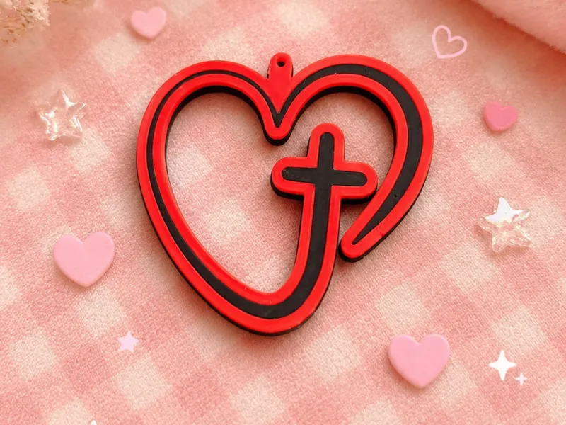 Heart Cross Keychain