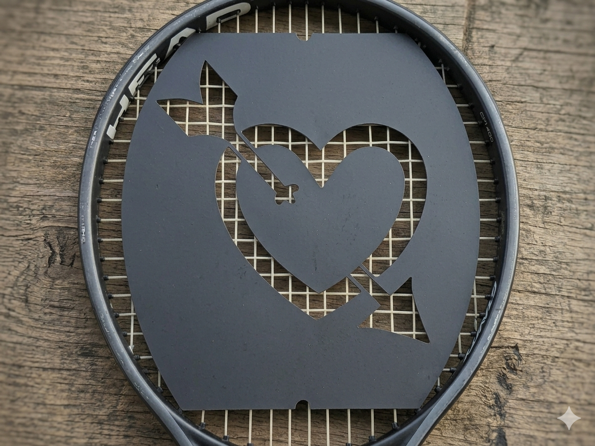 Heart with Arrow Stencil for Tennis Rackets