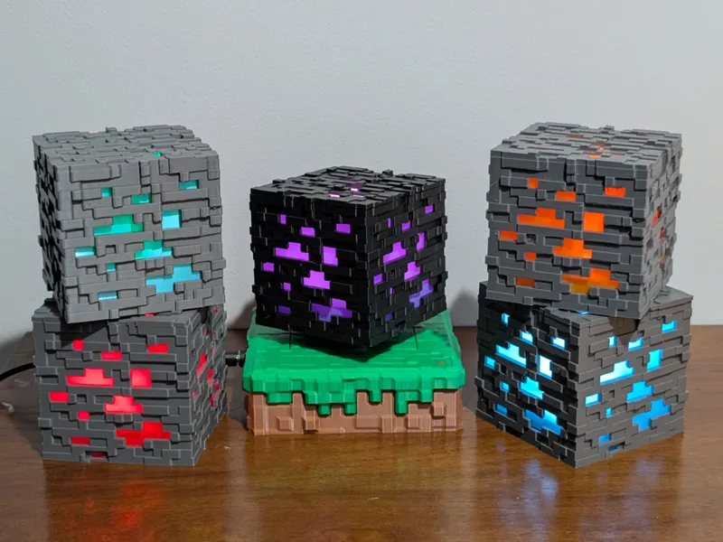 Minecraft Levitating Ore Block w/ Grass Block Base
