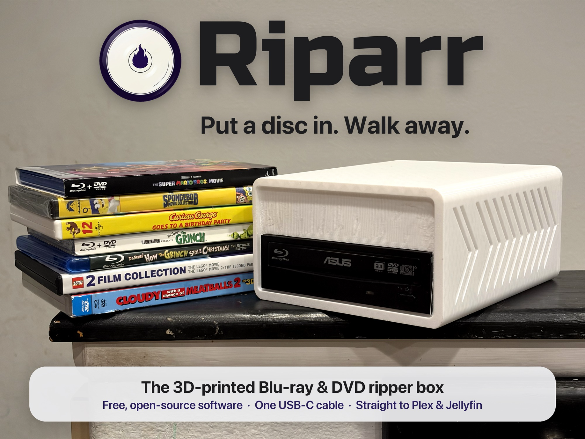 Riparr: Blu-ray & DVD Ripper Box for Plex/Jellyfin - 1