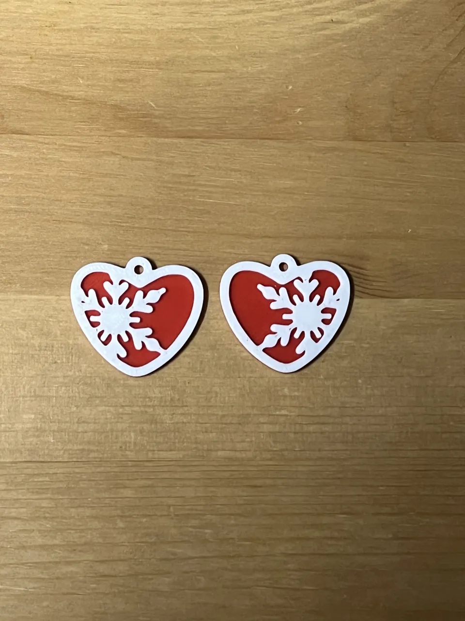 snowflake heart earrings view 2