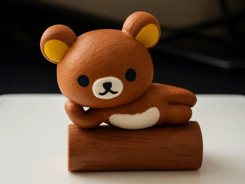 Rilakkuma lying on a log