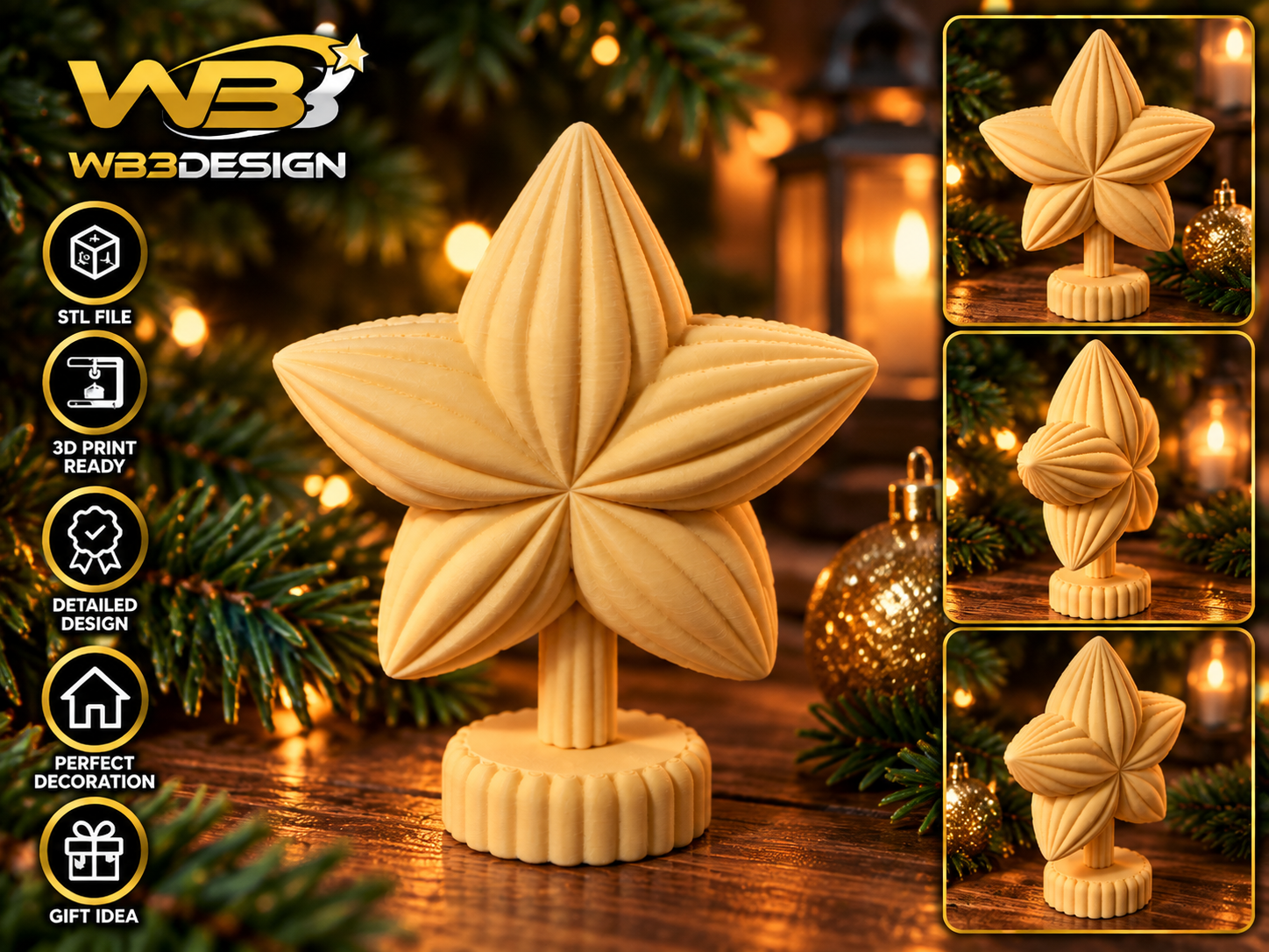 Christmas Star – Decorative 3D Print 3D model by WB3Design