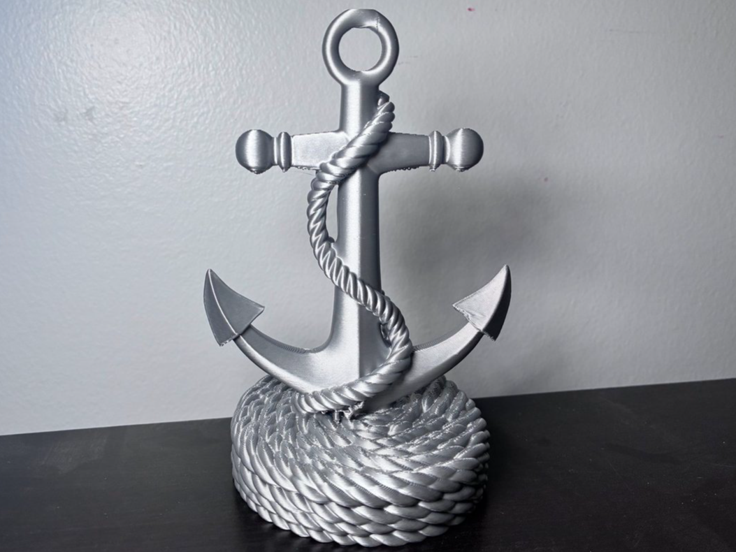 Nautical Anchor & Rope Sculpture – Coastal Decor