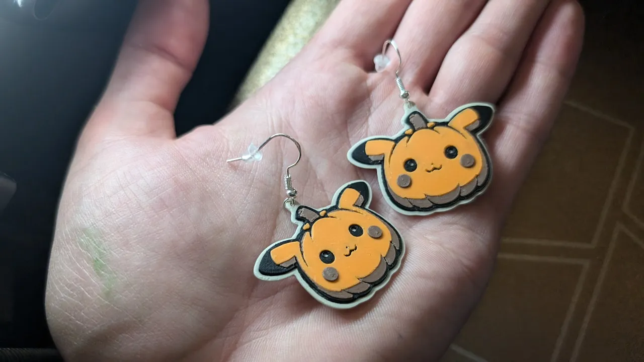 PumpkinChu Pikachu-themed Pumpkin Dangle Earrings view 3