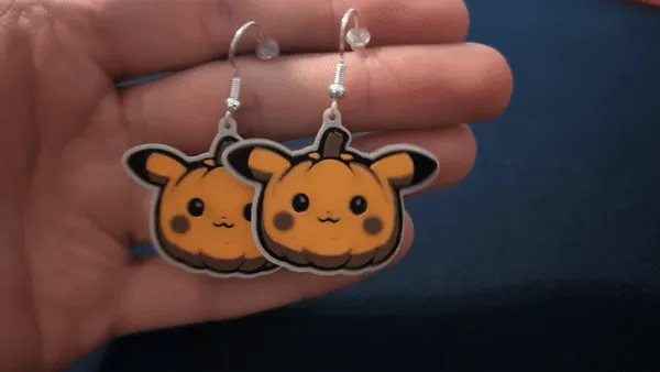 PumpkinChu Pikachu-themed Pumpkin Dangle Earrings view 2