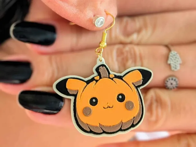 PumpkinChu Pikachu-themed Pumpkin Dangle Earrings