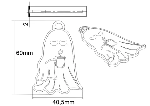 Coffee Ghost Earring view 3