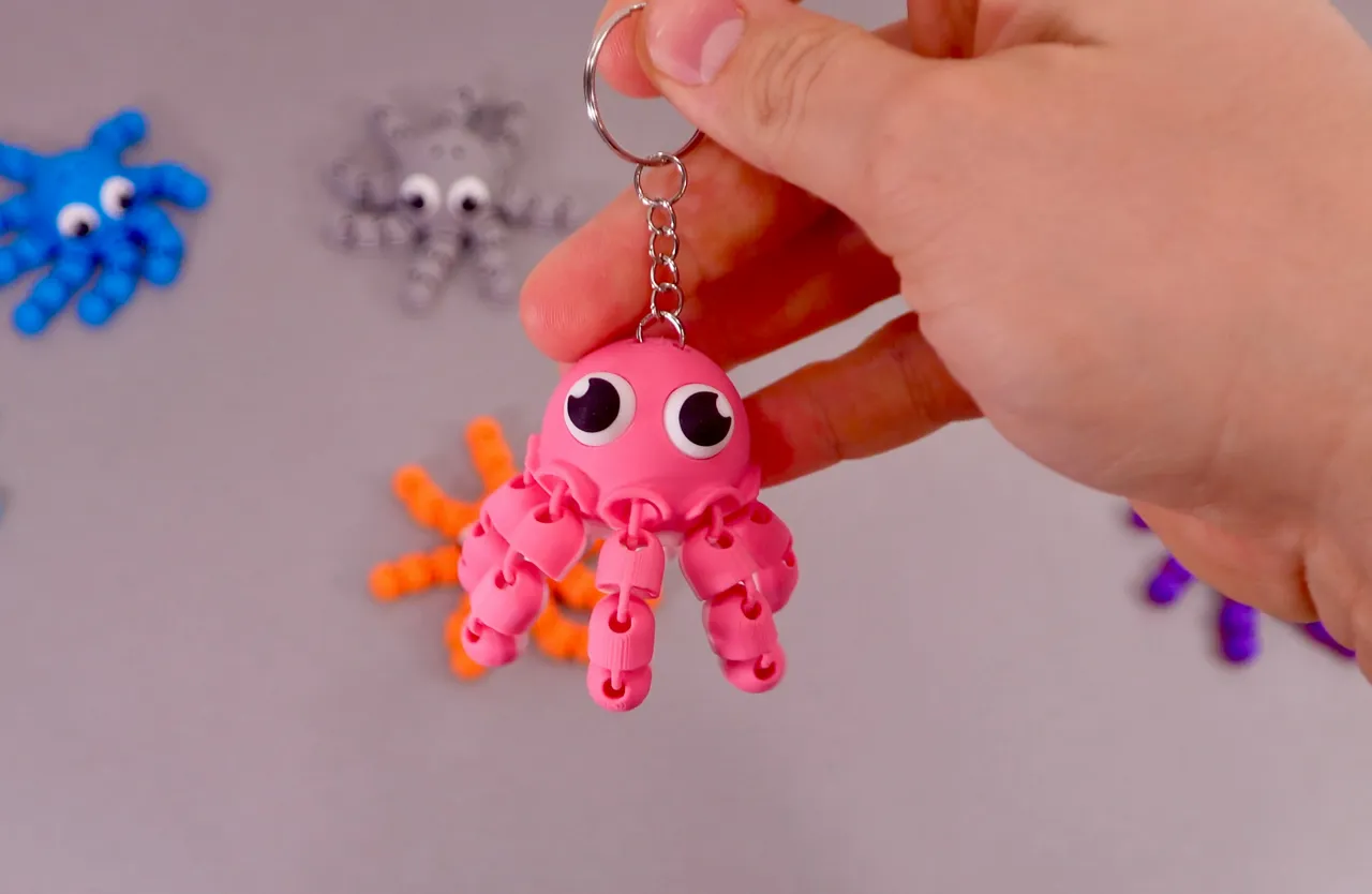 Articulated Flexy Octopus Keychain Fidget Toy view 3