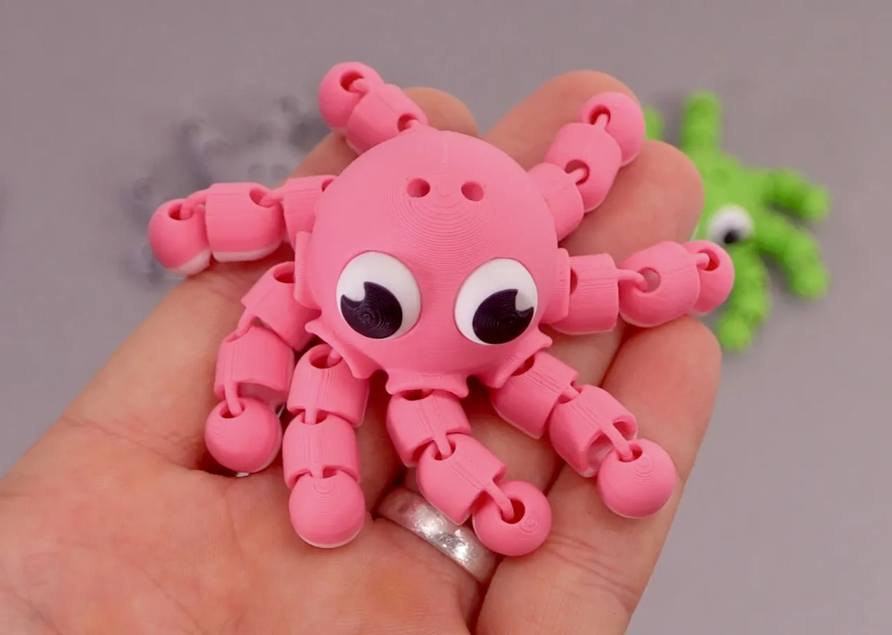 Articulated Flexy Octopus Keychain Fidget Toy view 2