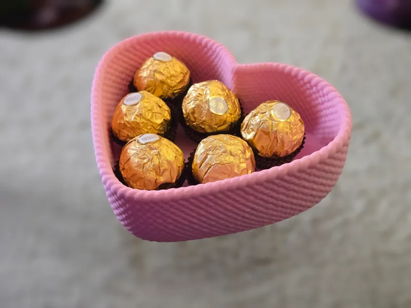 Knitted Heart Bowl for Valentines Day