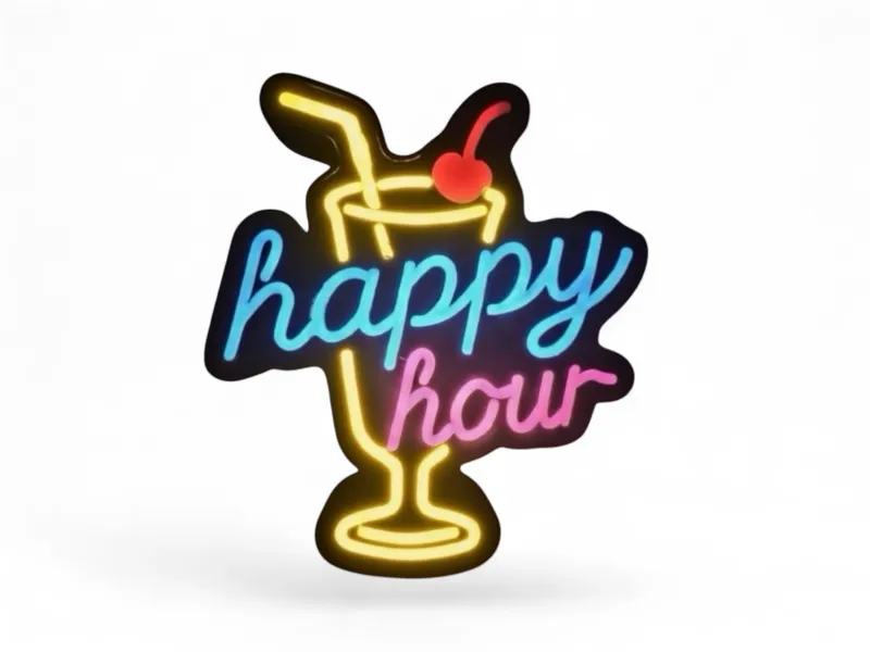 Happy Hour light up bar sign - Faux neon bar sign 