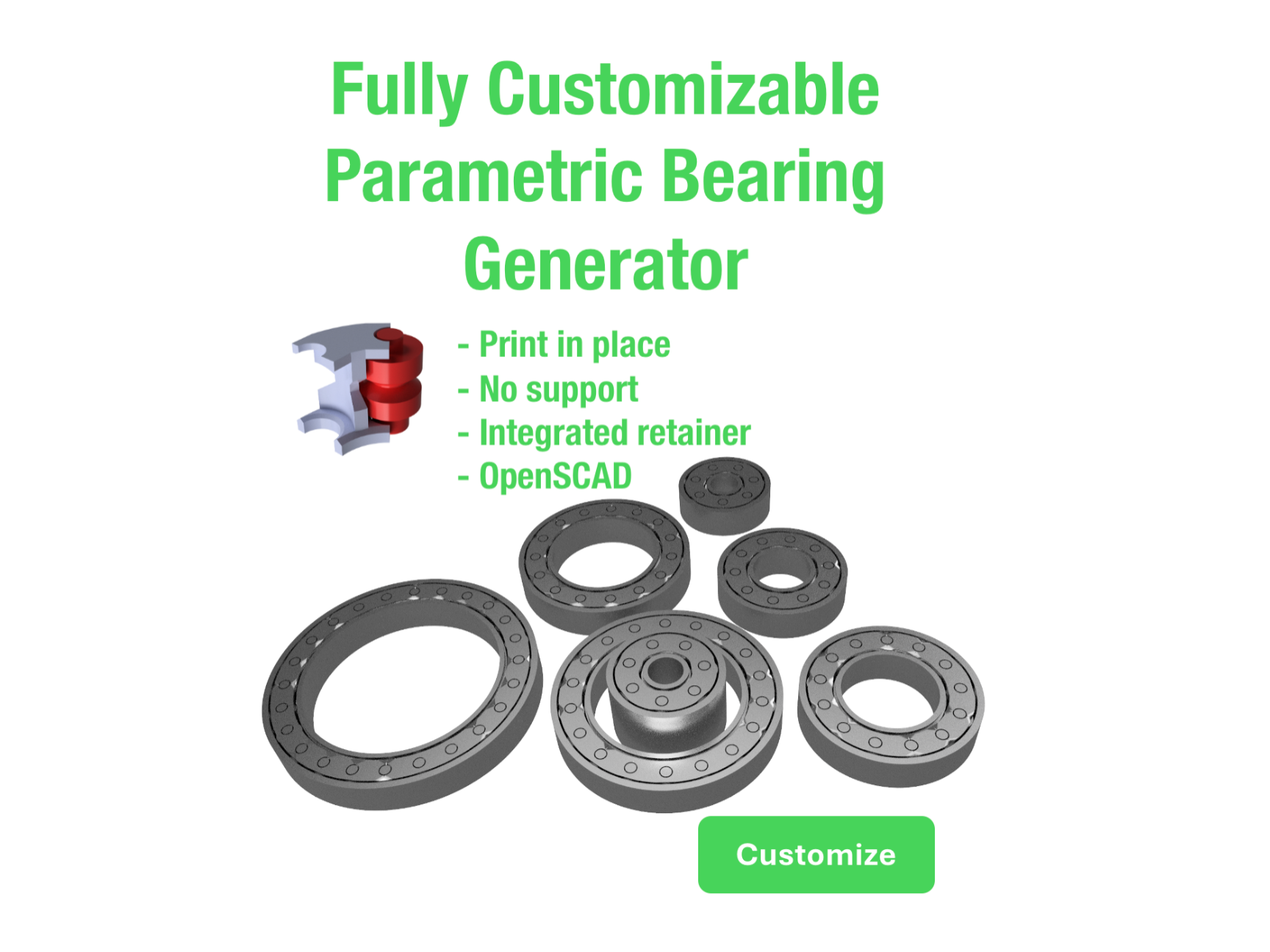 Print in Place Bearing Generator (Customizable)