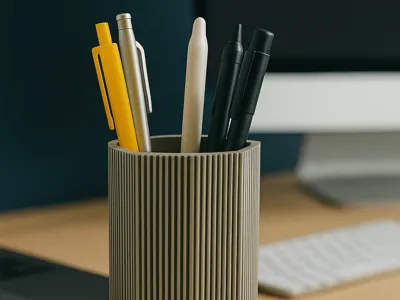 Hexagonal ribbed pen holder (Hexagon) 