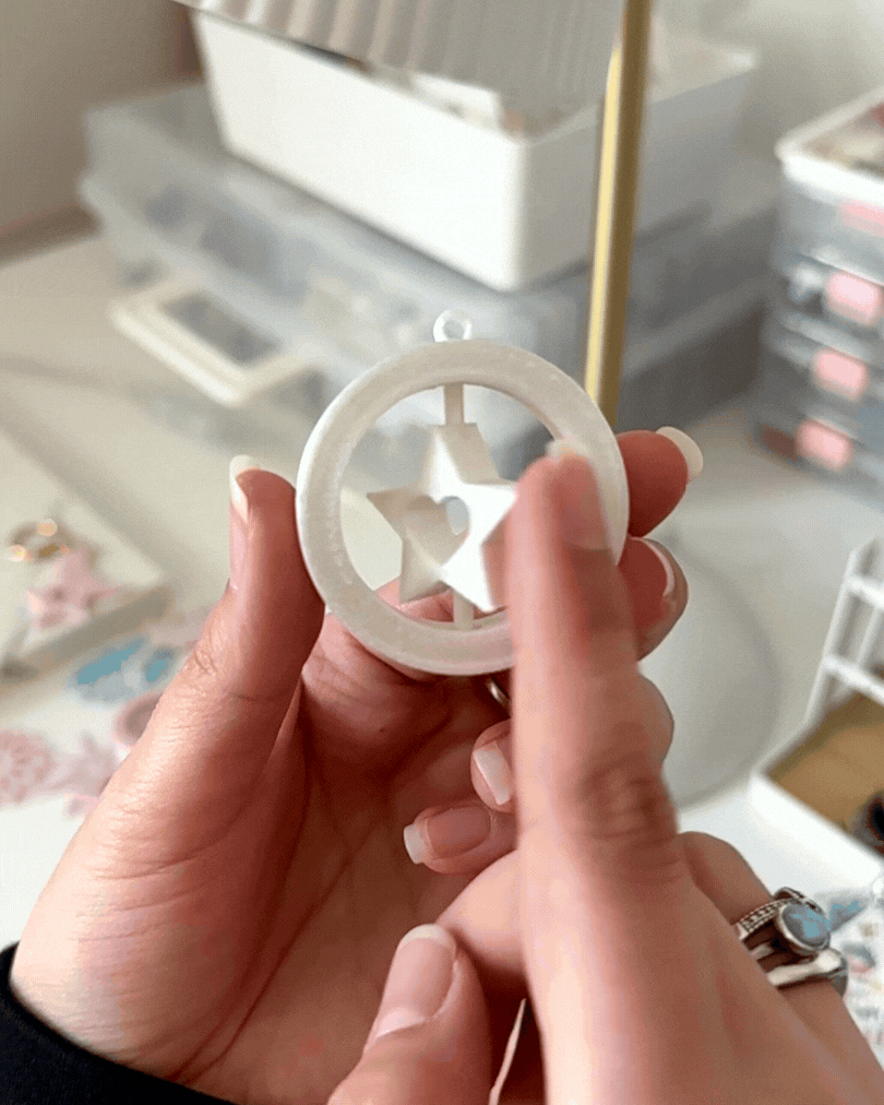 Spinning Star Keychain with Heart