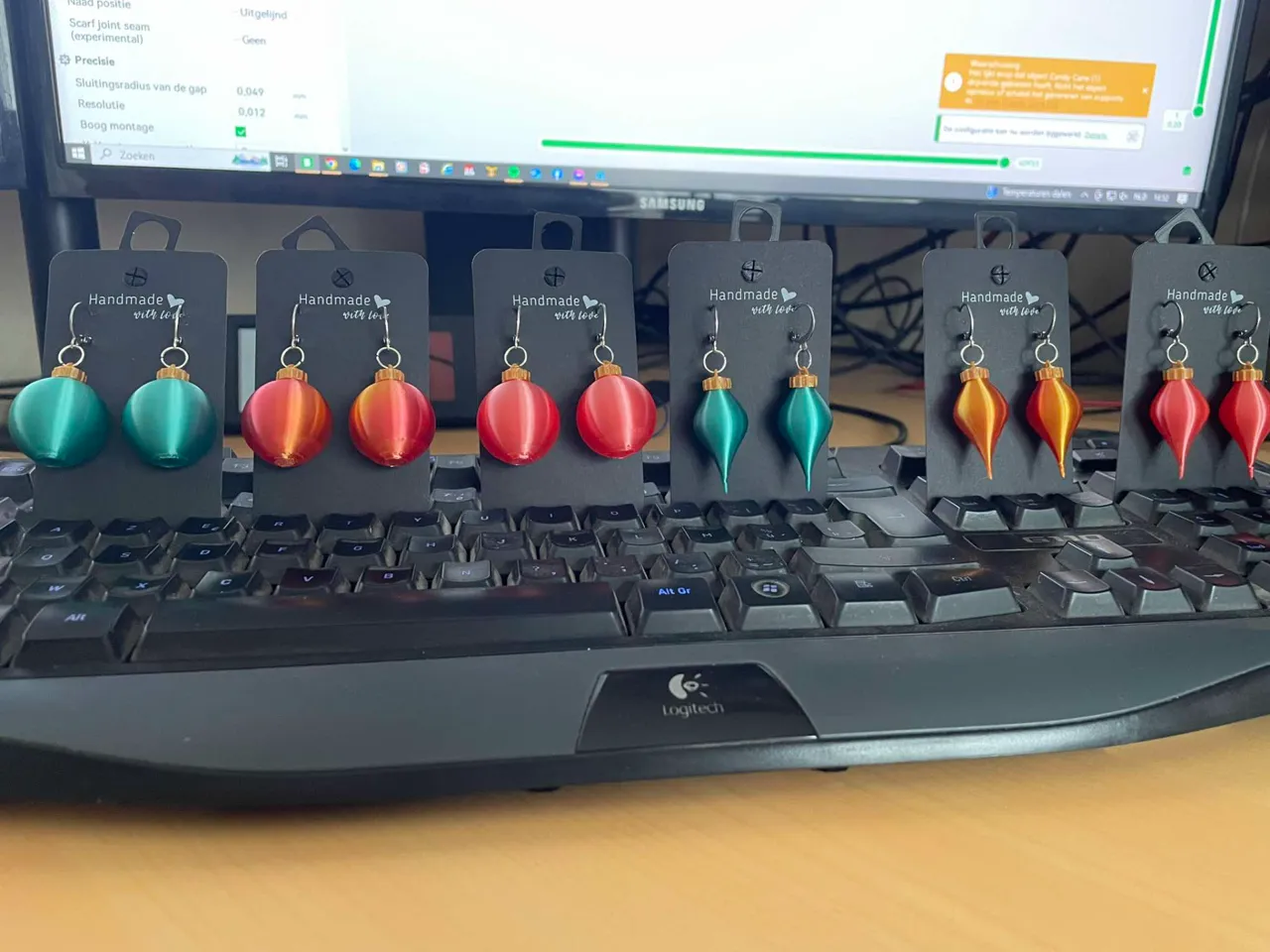 christmas ornaments earrings view 2
