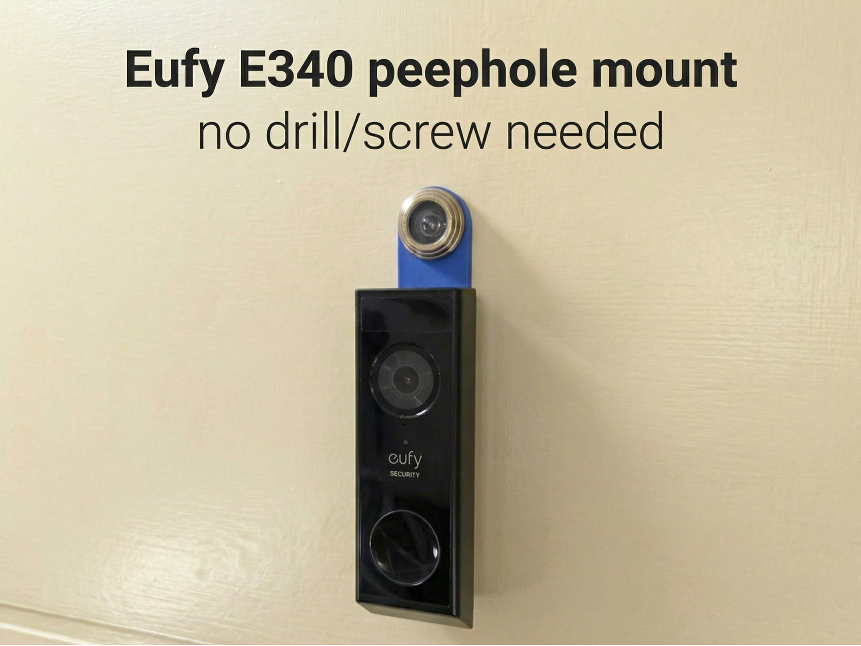 Eufy E340 Doorbell No-Drill Peephole Cat Eye Mount