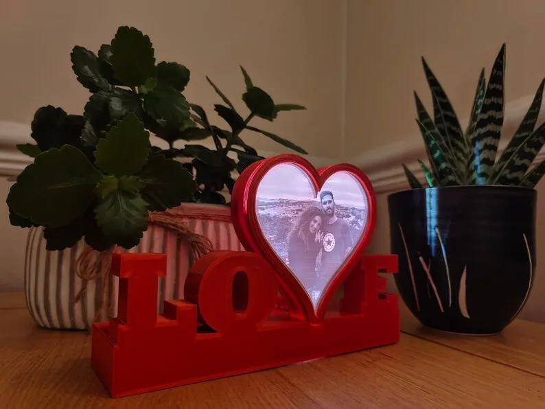 LOVE lithophane holder, battery operated LED light
