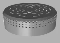 Desiccant container with a chamfer instead of a fillet