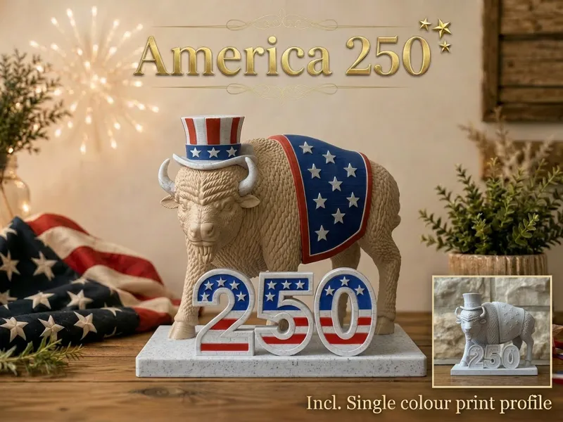 America 250 Patriotic Bison Monument