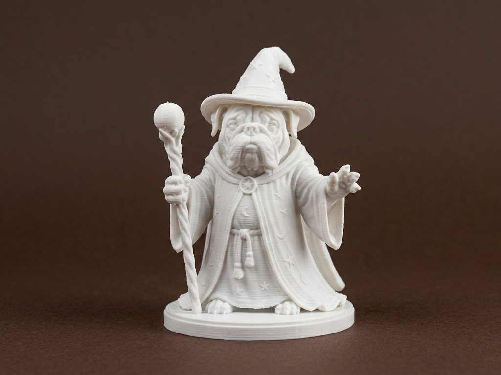 Cute Wizard Bulldog Fantasy Figurine 3D Model