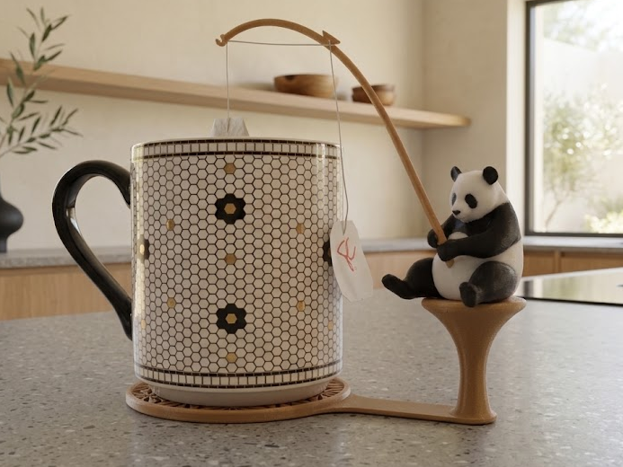 Fishing Panda Teabag Holder - 1