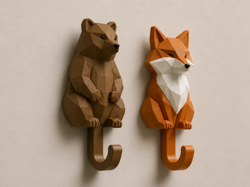 Bear & Fox Wall Hook Set  | STL