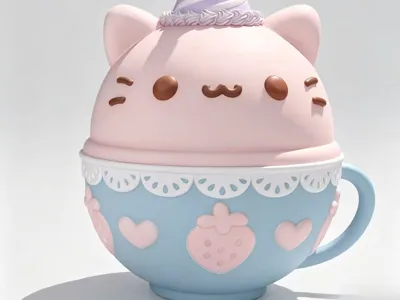 Teacup Cat Funnel and Storage 2-in-1