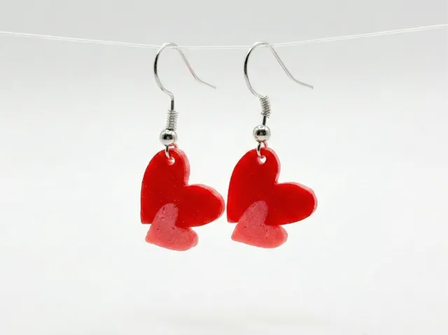 Double Heart Dangle Earrings