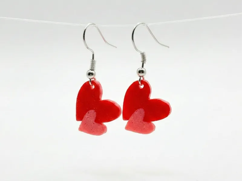 Double Heart Dangle Earrings