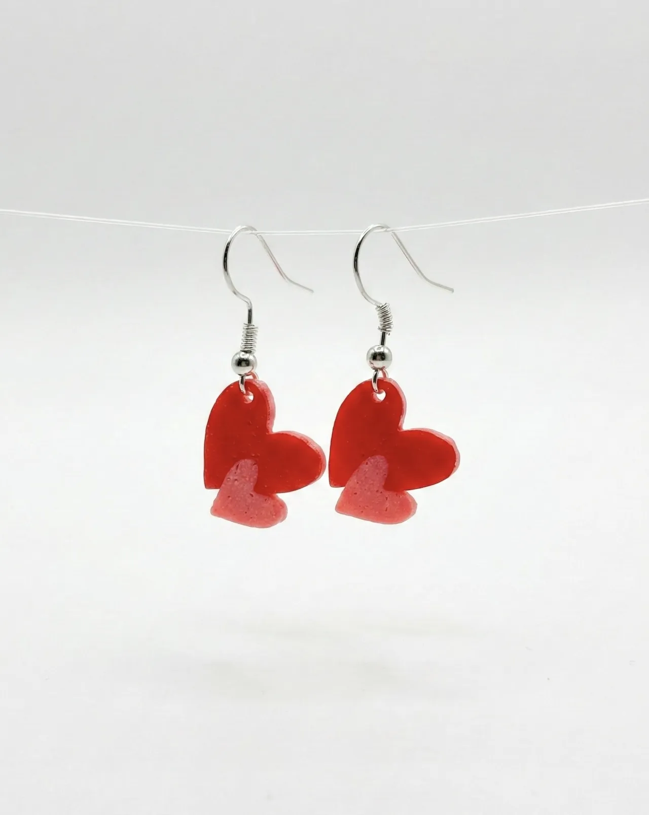 Double Heart Dangle Earrings view 2
