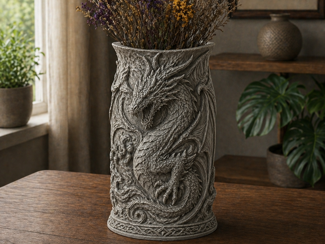 Stone Dragon Vase