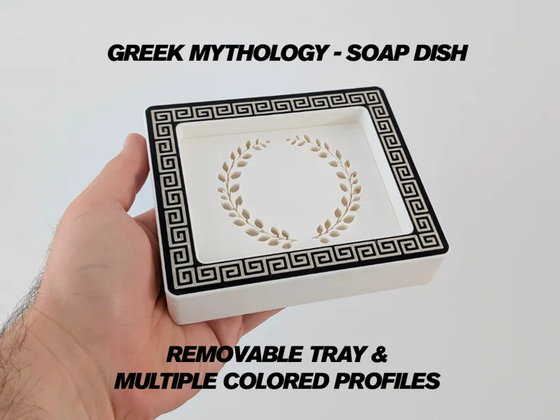 Soap Dish Tray with Greek-key meander pattern
