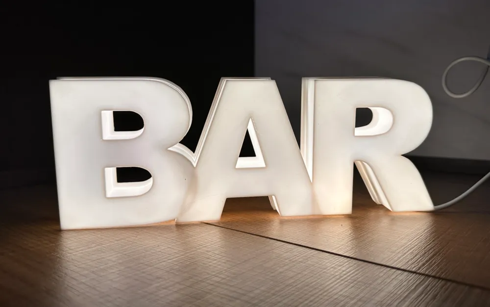 BAR Lightbox / Sign (with LED Strip cable hole) by dxdiag - MakerWorld