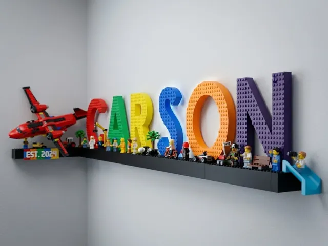 Modular Building Brick Letter & MiniFig Shelf