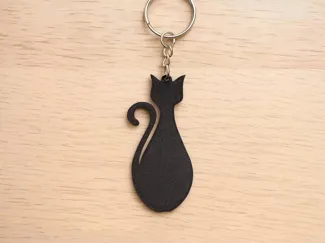 Black cat silhouette keychain