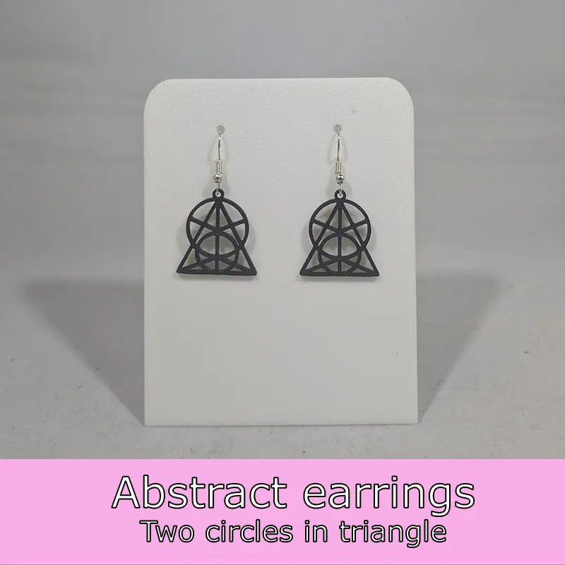 Abstract earrings - two circles in a triangle view 2