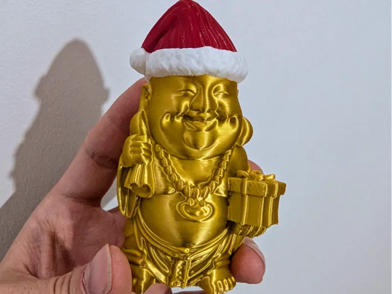 Laughing Buddha With Christmas Hat (10cm/4" tall)