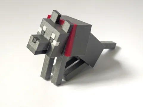 Articulated Minecraft Dog/Wolf - Print-in-Place view 3