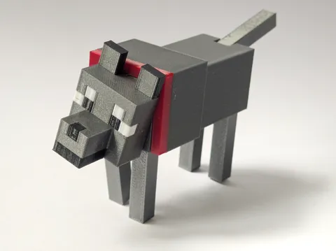Articulated Minecraft Dog/Wolf - Print-in-Place view 2
