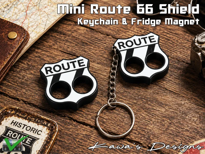 Mini Route 66 Shield (Keychain & Fridge Magnet)