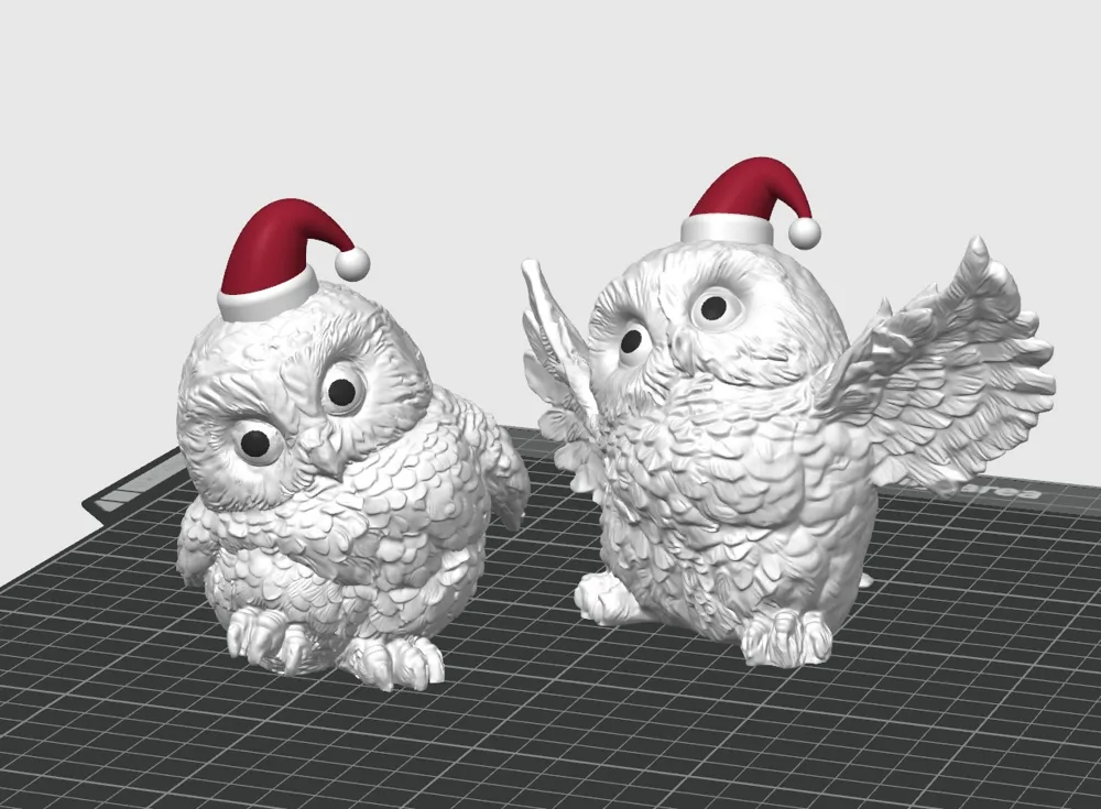 Spezielles Design, Eulen-Paar-Figur, Weihnachtsmütze, dekoratives Sammlerstück